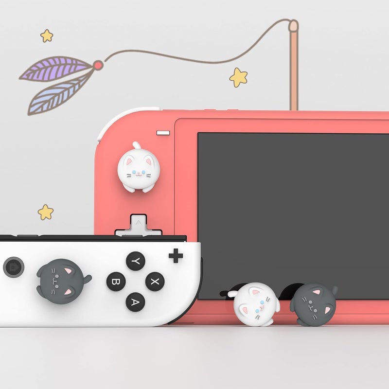 playvital Joystick Caps for Nintendo Switch, Thumbstick Caps for Switch Lite, Analog Cover for OLED Joycon Thumb Grips - Cutie Kitty - Image 3